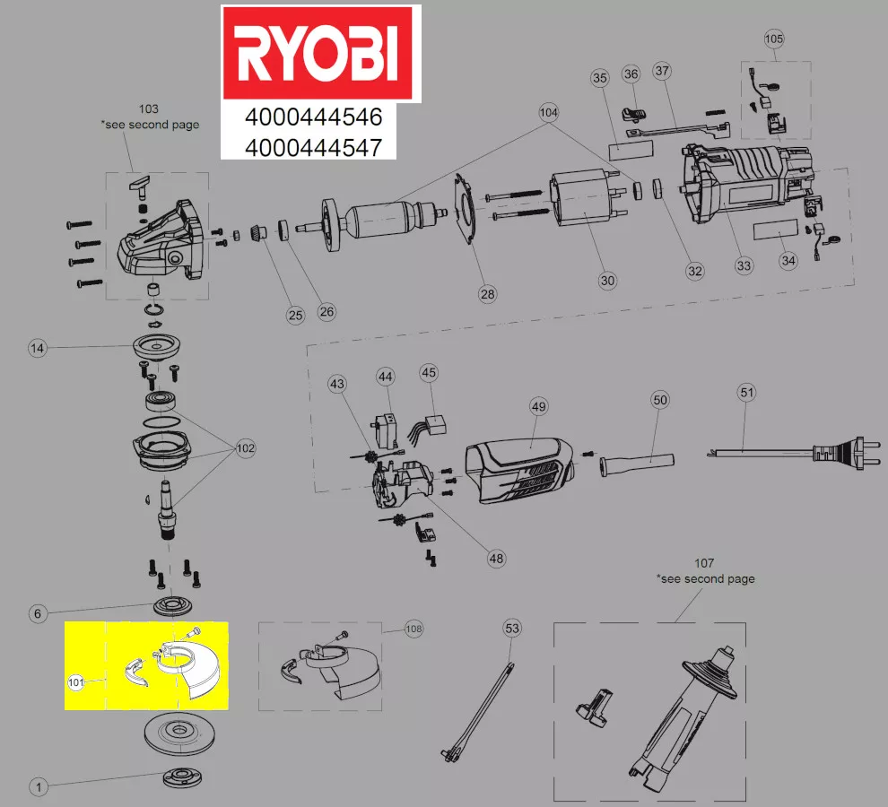 capot de protection meulage réf. 5131033639 Ryobi